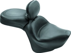 Kawasaki Vulcan 900 Classic One-Piece Motorcycle Seat - Mustang Motorcycle - 1PC Seat w/Driver Backrest - Black - `06-`21